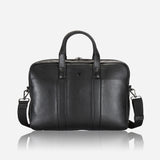 15" Double Gusset Leather Laptop Bag, Black