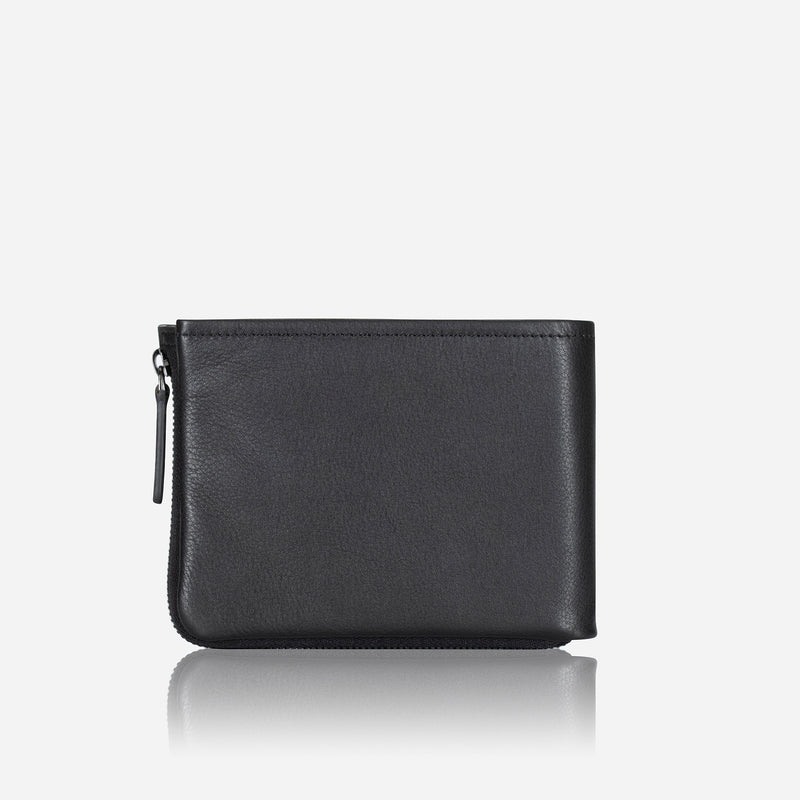 Brando Leather Zip Around Wallet, Black
