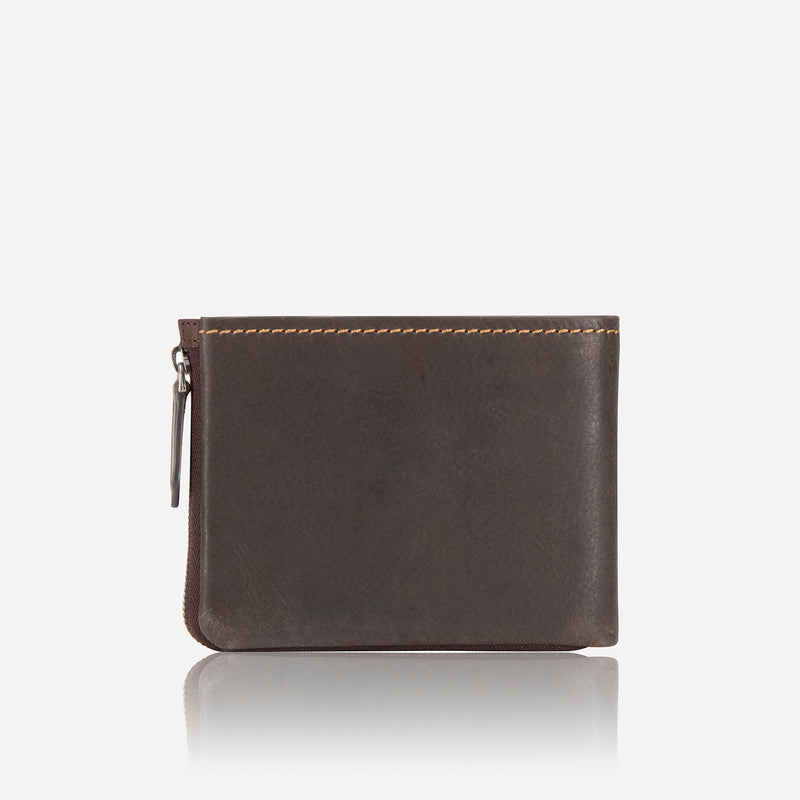 Brando Modern Multi Card Leather Zip Wallet, Brown