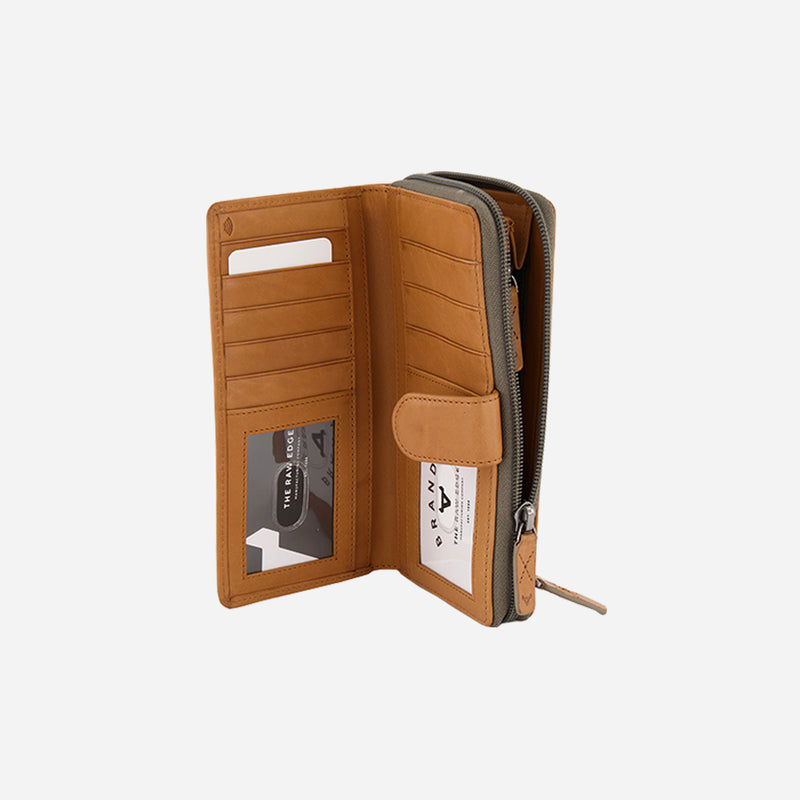 Multicard Cooper Purse with Zip, Tan - Leather Purse | Brando Leather South Africa