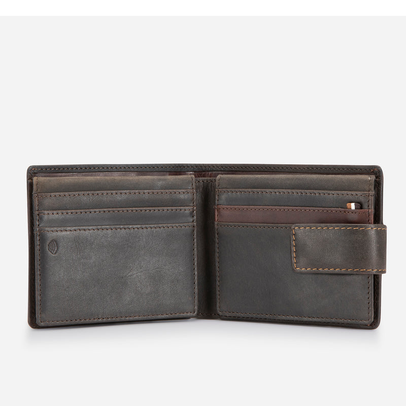 Brando Executive Leather Press Stud Wallet, Brown