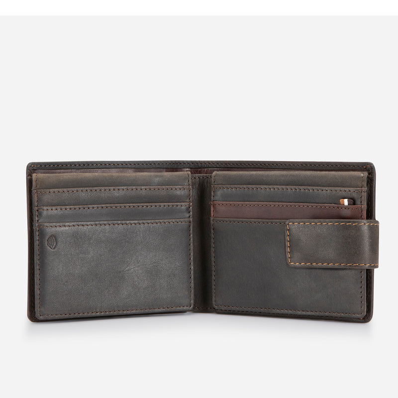 Eastwood Executive Leather Press Stud Wallet, Brown