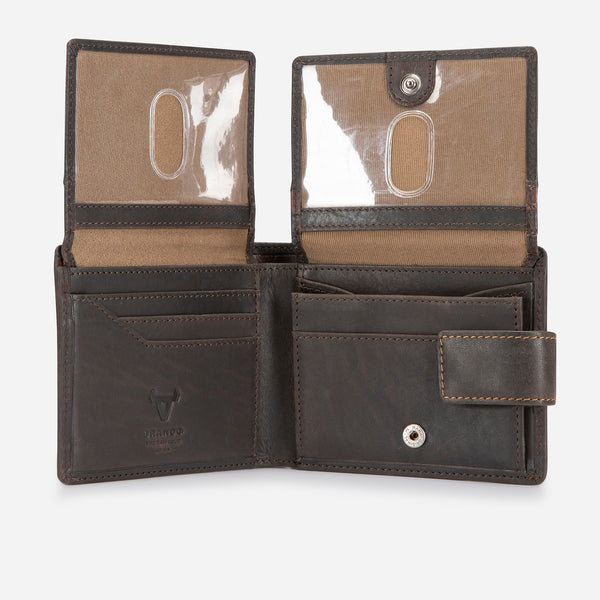 Brando Executive Leather Press Stud Wallet, Brown