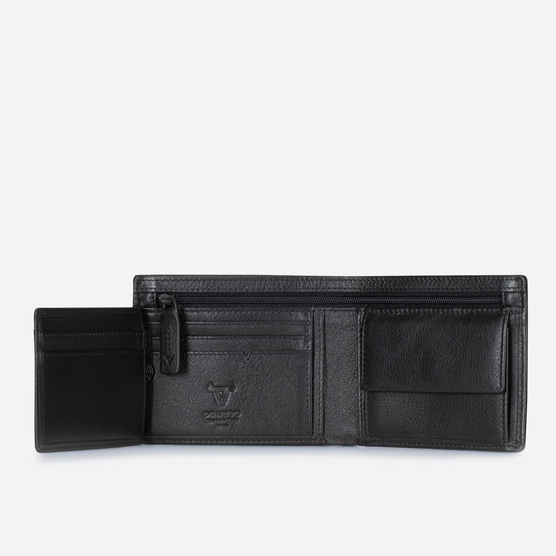 Brando Leather Flip Over Wallet, Black