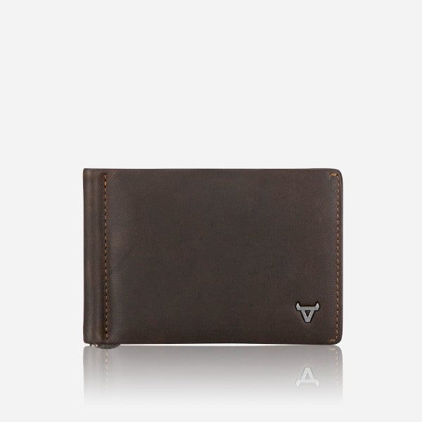 Brando Leather Wallet With Money Clip, Brown