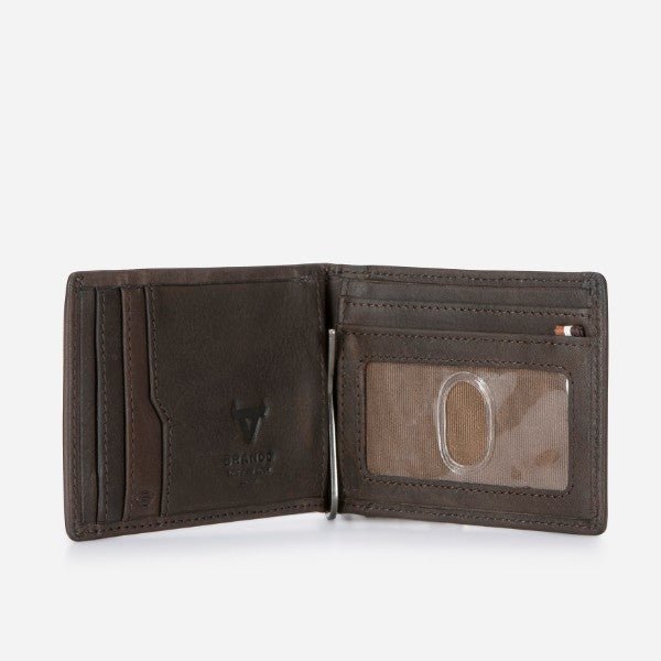 Brando Leather Wallet With Money Clip, Brown