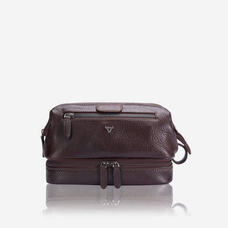 Genuine Leather Wash Bag, Impala Brown - Leather Wash Bag | Brando Leather South Africa