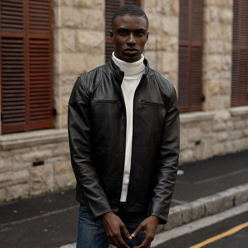 Mandarin Leather Jacket, Black - Leather Jacket | Brando Leather South Africa