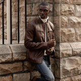Mandarin Leather Jacket, Brown - Leather Jacket | Brando Leather South Africa