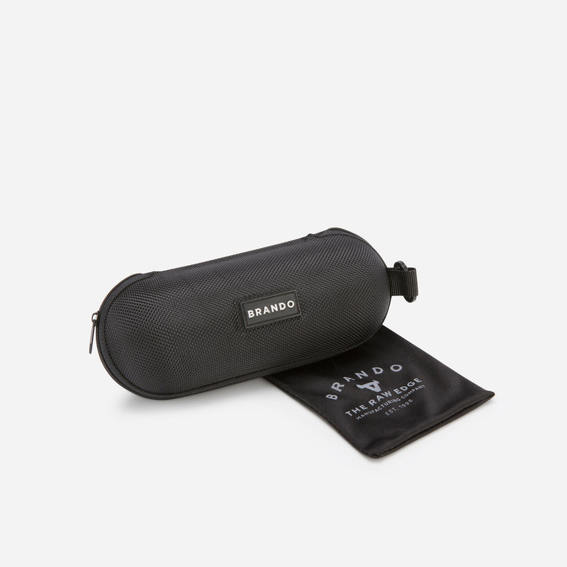 Semi Rimless Sports Sunglasses, Matte Black - Drawstring Pouch | Brando Leather South Africa